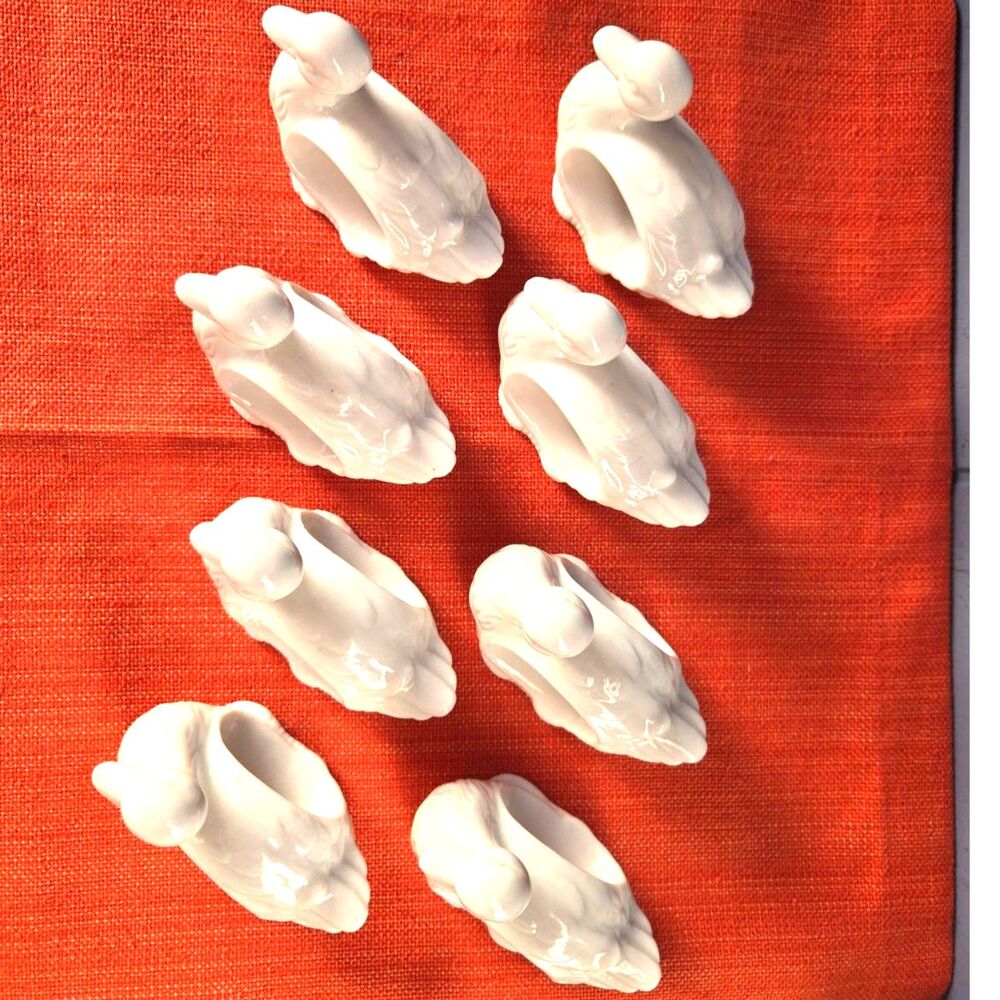 Vintage White Porcelain Duck Napkin Rings (Set of 8) Japan Mint Condition - Picture 3 of 4